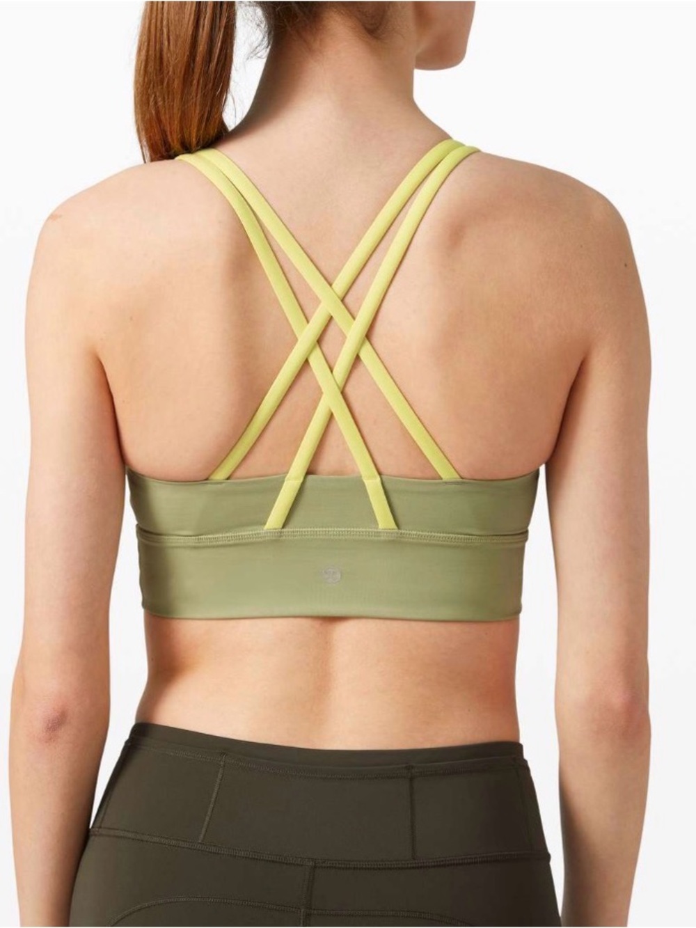 Lululemon Energy Longline Bra Vista Green/Lemon Vibe Size 6